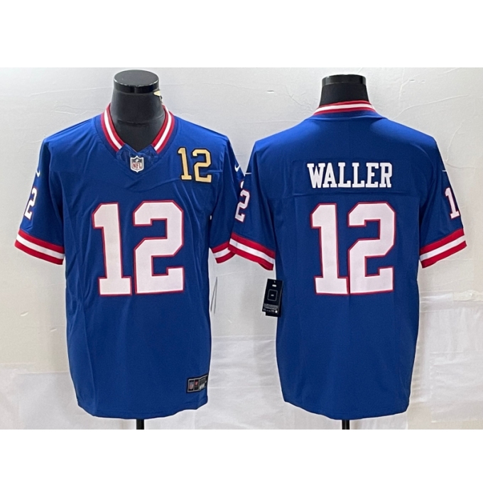 Men's Nike New York Giants #12 Darren Waller Blue 2023 F.U.S.E. Stitched Football Jersey