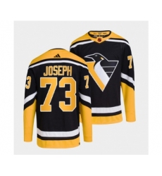 Men's Pittsburgh Penguins #73 Pierre-Olivier Joseph Black 2022 Reverse Retro Stitched Jersey