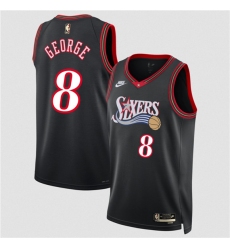 Men's Philadelphia 76ers #8 Paul George Black 2025 Classic Edition Stitched Jersey