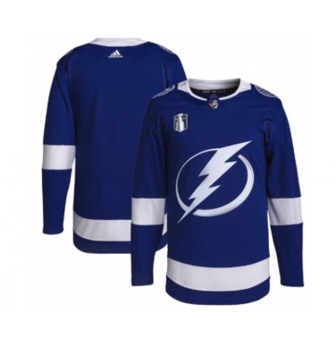 Men's Tampa Bay Lightning Blank 2022 Blue Stanley Cup Final Patch Stitched Jersey