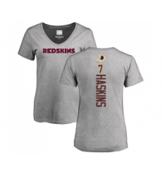 Football Women's Washington Redskins #7 Dwayne Haskins Ash Backer T-Shirt