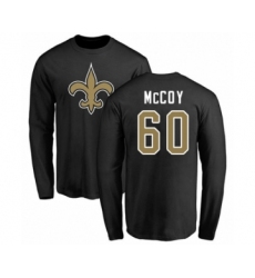 Football New Orleans Saints #60 Erik McCoy Black Name & Number Logo Long Sleeve T-Shirt