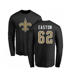 Football New Orleans Saints #62 Nick Easton Black Name & Number Logo Long Sleeve T-Shirt
