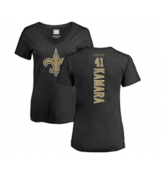 Football Women's New Orleans Saints #41 Alvin Kamara Black Backer Slim Fit T-Shirt