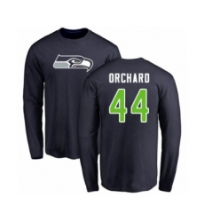 Football Seattle Seahawks #44 Nate Orchard Navy Blue Name & Number Logo Long Sleeve T-Shirt