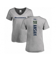 Football Women's Seattle Seahawks #98 Ezekiel Ansah Ash Backer T-Shirt
