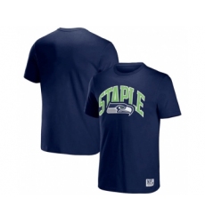 Men's Seattle Seahawks x Staple Navy Logo Lockup T-Shirt