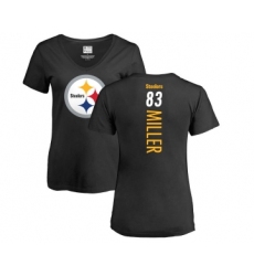 Football Women's Pittsburgh Steelers #83 Heath Miller Black Backer Slim Fit T-Shirt