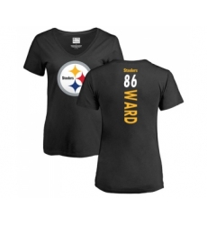 Football Women's Pittsburgh Steelers #86 Hines Ward Black Backer Slim Fit T-Shirt
