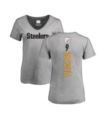 Football Women's Pittsburgh Steelers #9 Chris Boswell Ash Backer V-Neck T-Shirt