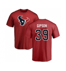 Football Houston Texans #39 Tashaun Gipson Red Name & Number Logo T-Shirt
