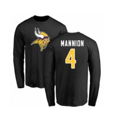 Football Minnesota Vikings #4 Sean Mannion Black Name & Number Logo Long Sleeve T-Shirt