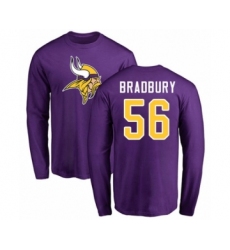 Football Minnesota Vikings #56 Garrett Bradbury Purple Name & Number Logo Long Sleeve T-Shirt
