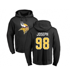 Football Minnesota Vikings #98 Linval Joseph Black Name & Number Logo Pullover Hoodie