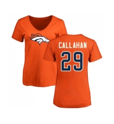 Football Women's Denver Broncos #29 Bryce Callahan Orange Name & Number Logo T-Shirt
