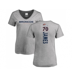 Football Women's Denver Broncos #70 Ja'Wuan James Ash Backer V-Neck T-Shirt