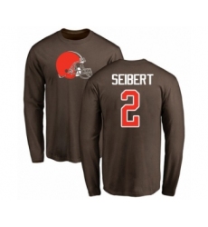 Football Cleveland Browns #2 Austin Seibert Brown Name & Number Logo Long Sleeve T-Shirt