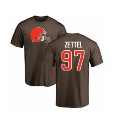 Football Cleveland Browns #97 Anthony Zettel Brown Name & Number Logo T-Shirt