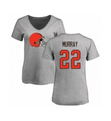 Football Women's Cleveland Browns #22 Eric Murray Ash Name & Number Logo T-Shirt