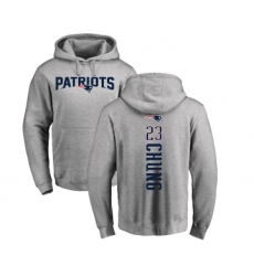 Football New England Patriots #23 Patrick Chung Ash Backer Pullover Hoodie