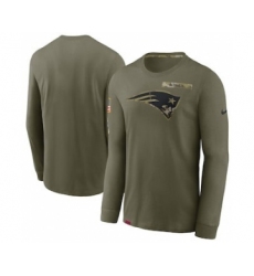 Men's New England Patriots Football Olive 2021 Salute To Service Performance Long Sleeve T-Shirt