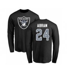 Football Oakland Raiders #24 Johnathan Abram Black Name & Number Logo Long Sleeve T-Shirt