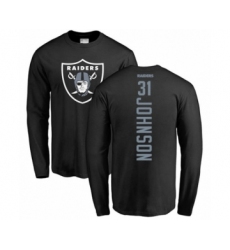 Football Oakland Raiders #31 Isaiah Johnson Black Backer Long Sleeve T-Shirt
