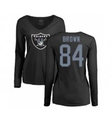 Football Women's Oakland Raiders #84 Antonio Brown Black Name & Number Logo Long Sleeve T-Shirt
