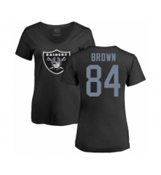 Football Women's Oakland Raiders #84 Antonio Brown Black Name & Number Logo T-Shirt