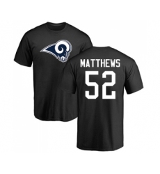 Football Los Angeles Rams #52 Clay Matthews Black Name & Number Logo T-Shirt