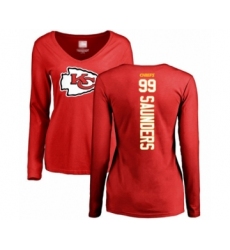 Football Women's Kansas City Chiefs #99 Khalen Saunders Red Backer Slim Fit Long Sleeve T-Shirt