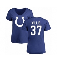 Football Women's Indianapolis Colts #37 Khari Willis Royal Blue Name & Number Logo T-Shirt