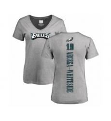 Women's Philadelphia Eagles #19 JJ Arcega-Whiteside Ash Backer V-Neck T-Shirt