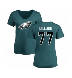 Women's Philadelphia Eagles #77 Andre Dillard Green Name & Number Logo Slim Fit T-Shirt