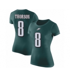 Women's Philadelphia Eagles #8 Clayton Thorson Green Rush Pride Name & Number T-Shirt
