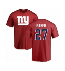 Football New York Giants #27 Deandre Baker Red Name & Number Logo T-Shirt