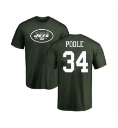 Football New York Jets #34 Brian Poole Green Name & Number Logo T-Shirt