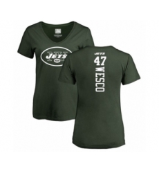 Football Women's New York Jets #47 Trevon Wesco Green Backer T-Shirt