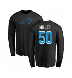 Football Carolina Panthers #50 Christian Miller Black Name & Number Logo Long Sleeve T-Shirt