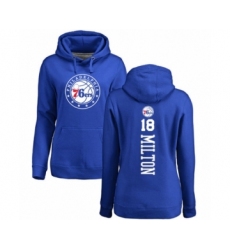 Basketball Women's Philadelphia 76ers #18 Shake Milton Royal Blue Backer Pullover Hoodie