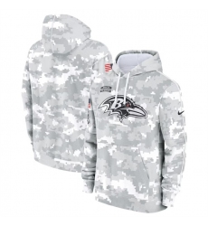 Men's Baltimore Ravens 2024 Arctic Camo Salute To Service Club Fleece Pullover Hoodie
