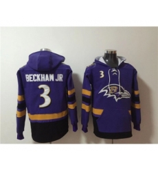 Men's Baltimore Ravens #3 Odell Beckham Jr. Ageless Must-Have Lace-Up Pullover Hoodie