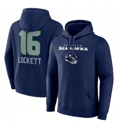 Men's Seattle Seahawks #16 Tyler Lockett Navy Team Wordmark Player Name & Number Pullover Hoodie