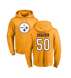 Football Pittsburgh Steelers #50 Ryan Shazier Gold Name & Number Logo Pullover Hoodie