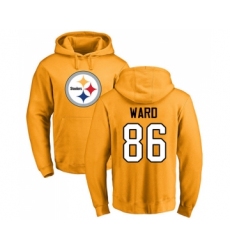 Football Pittsburgh Steelers #86 Hines Ward Gold Name & Number Logo Pullover Hoodie
