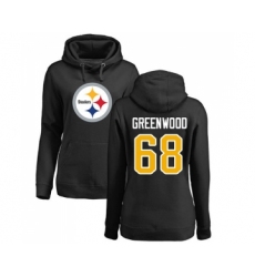 Football Women's Pittsburgh Steelers #68 L.C. Greenwood Black Name & Number Logo Pullover Hoodie