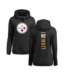 Football Women's Pittsburgh Steelers #90 T. J. Watt Black Backer Pullover Hoodie