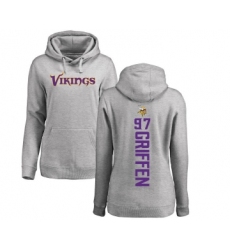 Football Women's Minnesota Vikings #97 Everson Griffen Ash Backer Pullover Hoodie