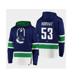 Men's Vancouver Canucks #53 Bo Horvat Blue All Stitched Sweatshirt Hoodie