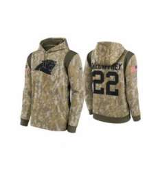 Men's Carolina Panthers #22 Christian McCaffrey Camo 2021 Salute To Service Therma Performance Pullover Football Hoodie